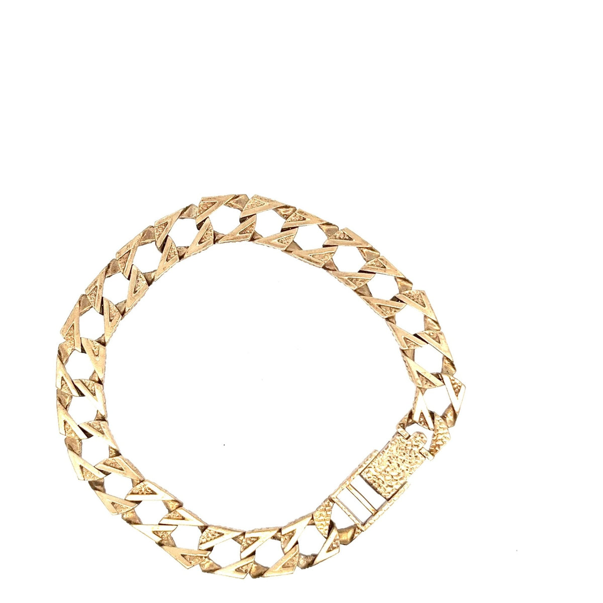 9ct Gold Textured Geometric Link Bracelet - FJewellery