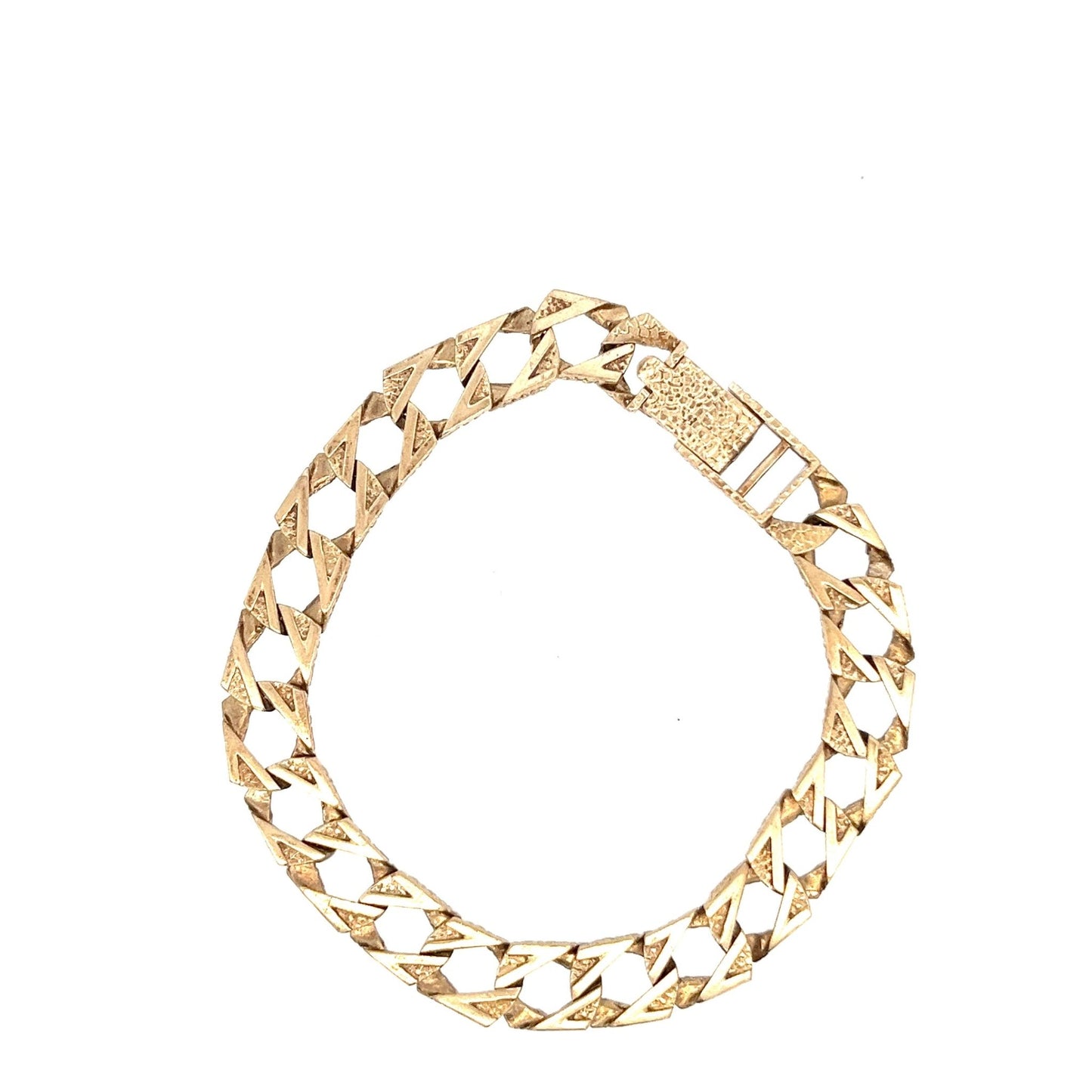 9ct Gold Textured Geometric Link Bracelet - FJewellery