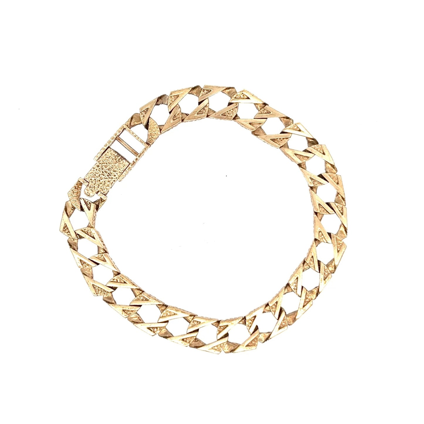9ct Gold Textured Geometric Link Bracelet - FJewellery