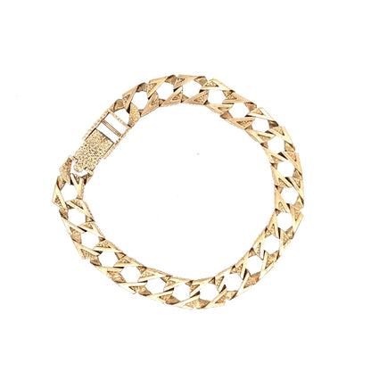 9ct Gold Textured Geometric Link Bracelet - FJewellery