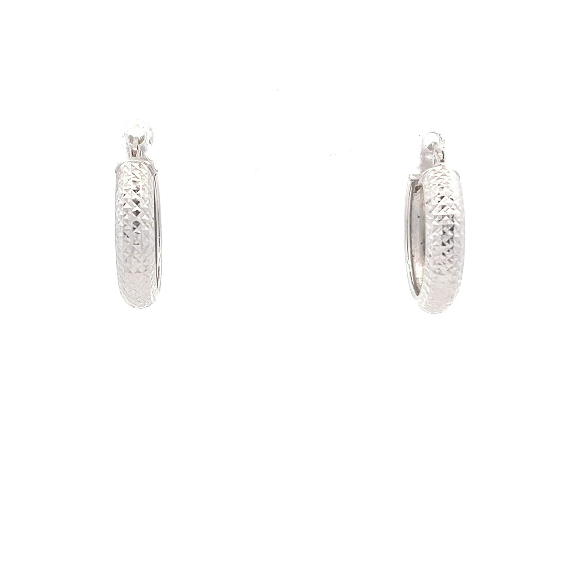 9ct Gold Textured Hoop Earrings - FJewellery