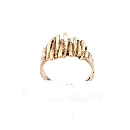 9ct Gold Textured Multi-Band Crossover Ring - FJewellery