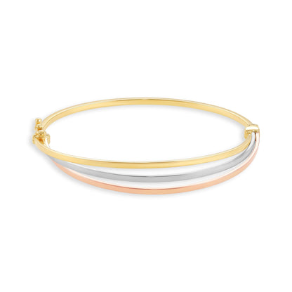 9ct Gold Tri Colour Bangle - FJewellery