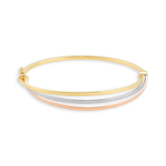 9ct Gold Tri Colour Bangle - FJewellery