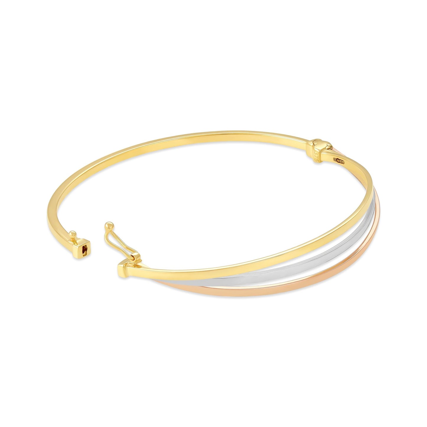 9ct Gold Tri Colour Bangle - FJewellery