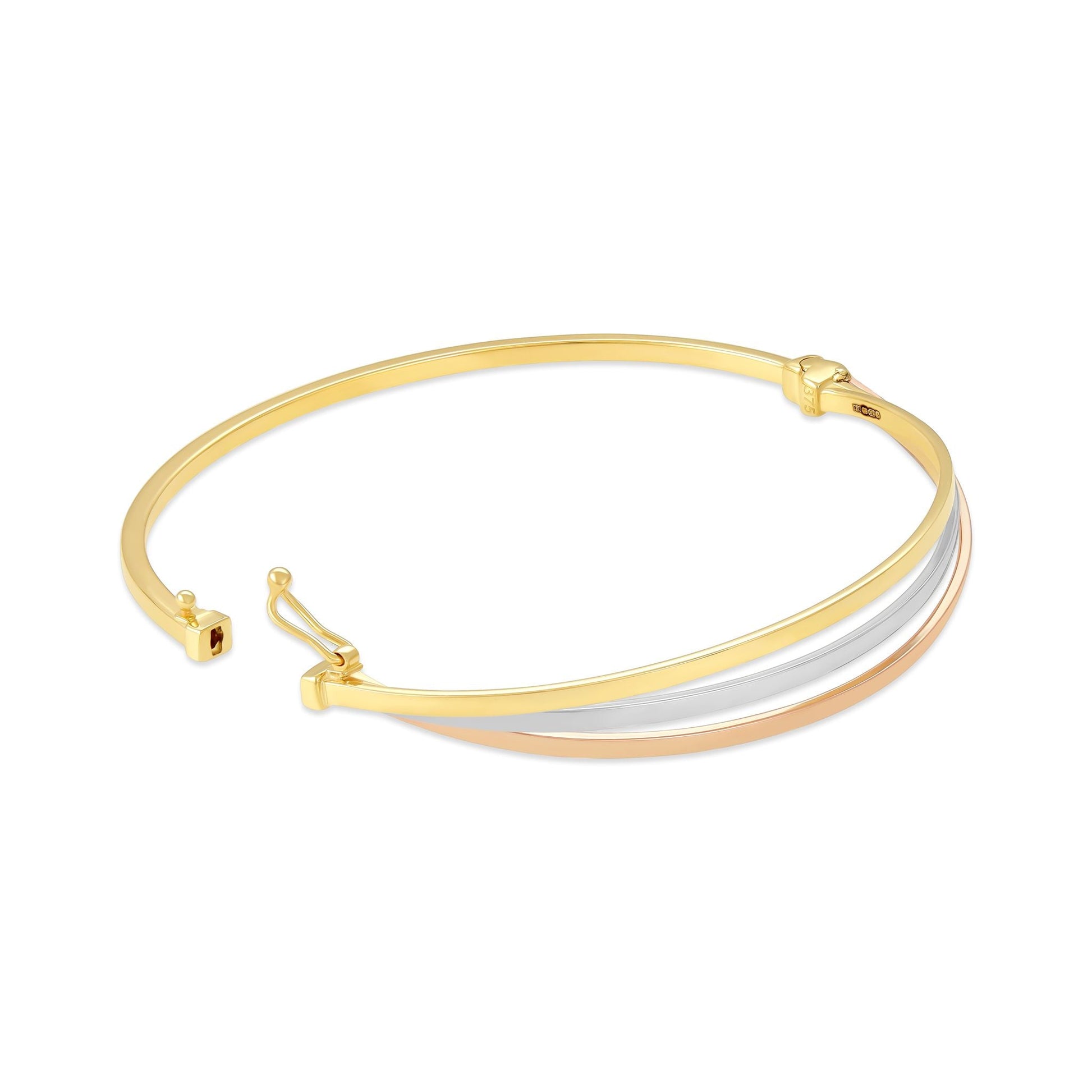 9ct Gold Tri Colour Bangle - FJewellery