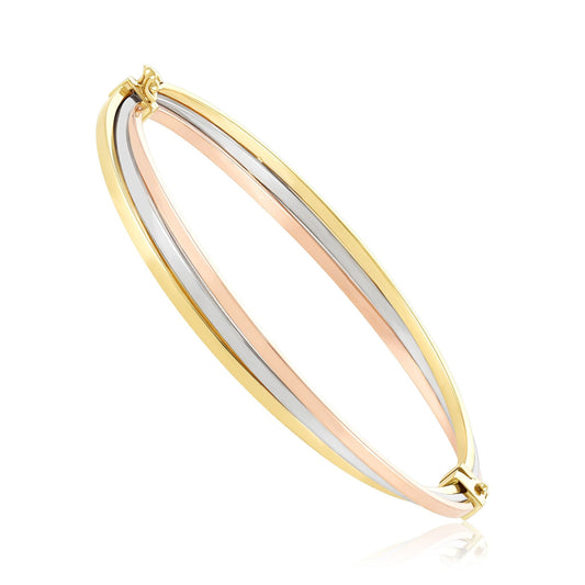 9ct Gold Tri Colour Bangle BN7007 - FJewellery