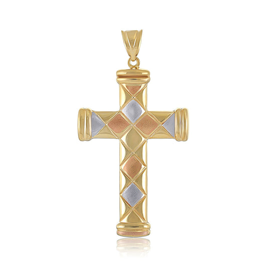 9ct Gold Tri Colour Cross Pendant - FJewellery