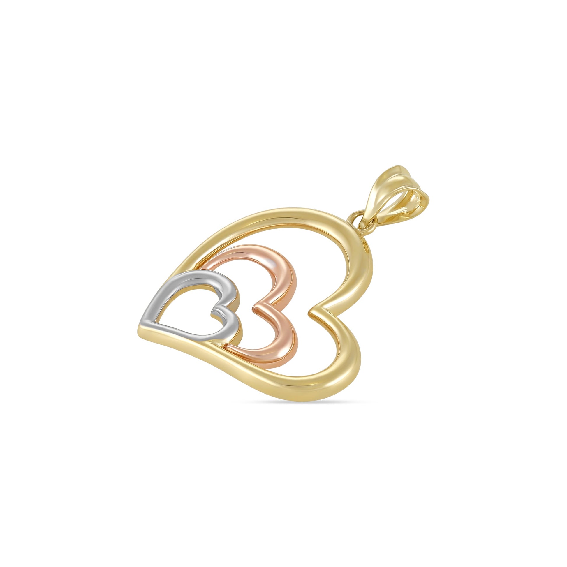 9ct Gold Tri Colour Triple Heart Pendant - FJewellery