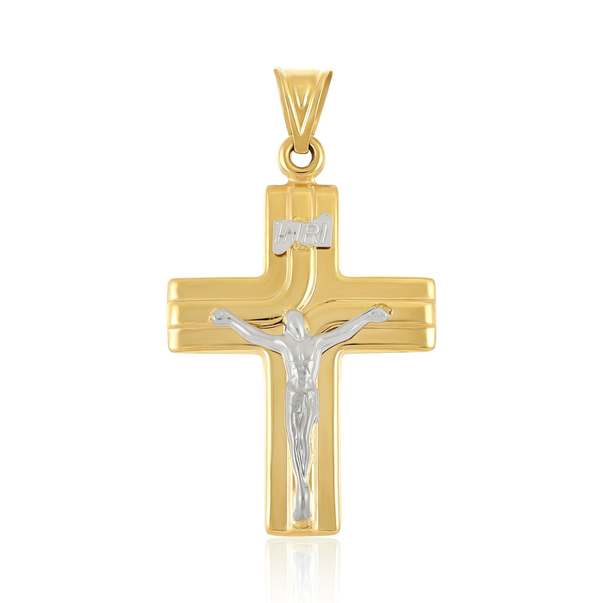 9ct Gold Two Tone Crucifix Cross Pendant - FJewellery