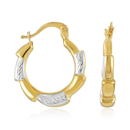 9ct Mixed Metal Spiked Hoop Earrings - FJewellery