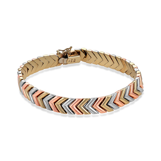 9ct multicolour gold vintage bracelet 08001473 - FJewellery