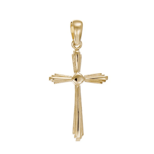 9ct Solid Gold Geometrical Cross Pendant - 37mm PD60045 - 9Y - FJewellery