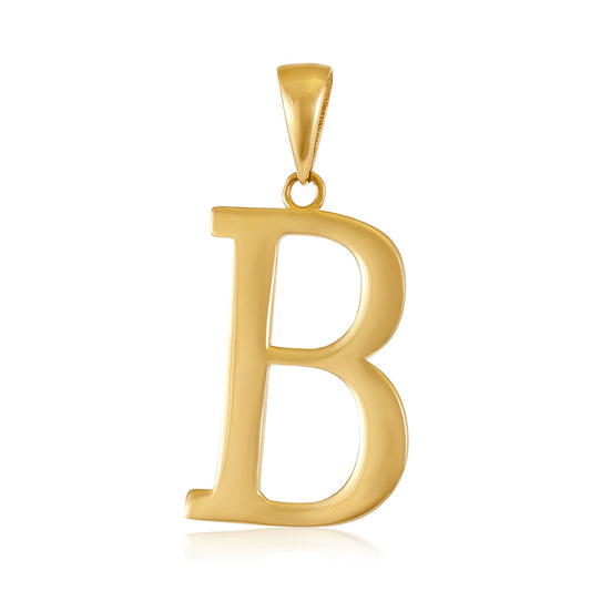 9ct Solid Gold Initial Pendant Letter B - 32mm PD60001 - 9Y - B - FJewellery