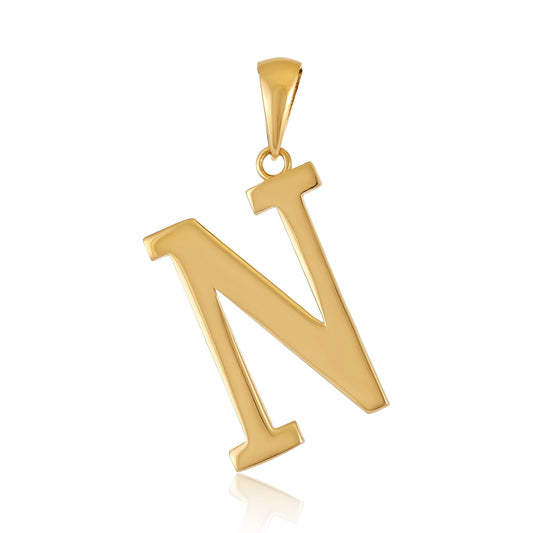 9ct Solid Gold Initial Pendant Letter N - 32mm PD60001 - 9Y - N - FJewellery