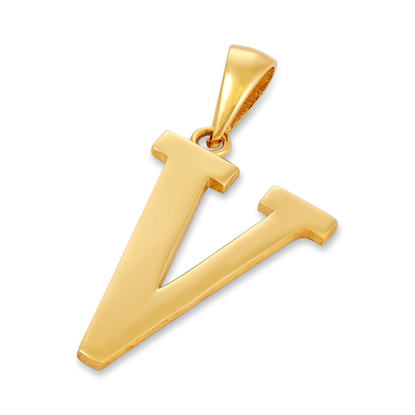 9ct Solid Gold Initial Pendant Letter V - 32mm PD60001 - 9Y - V - FJewellery