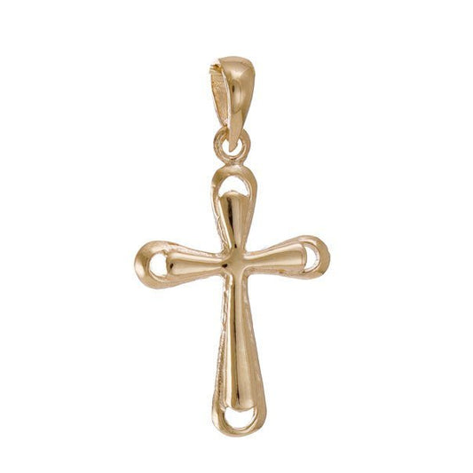 9ct Solid Gold Plain Classic Cross Pendant - FJewellery