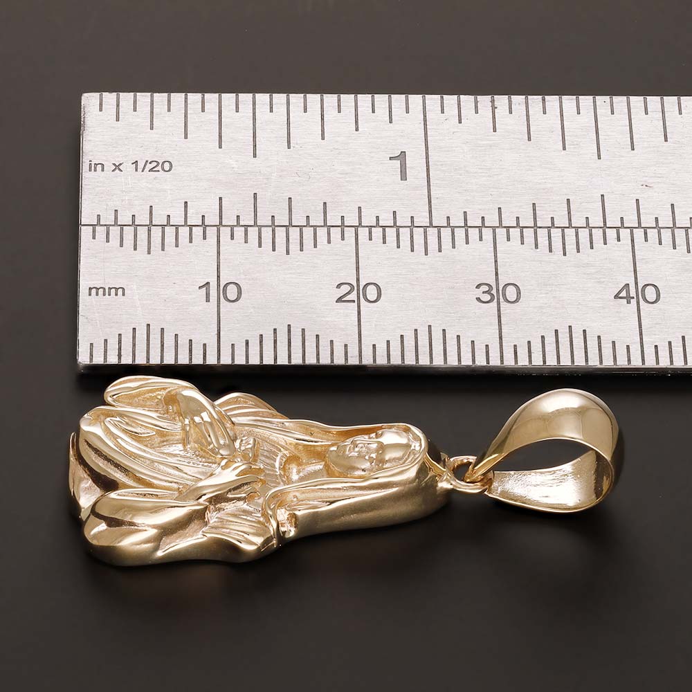 9ct Solid Gold Virgin Mary Pendant - 39mm PD60004-9Y - FJewellery