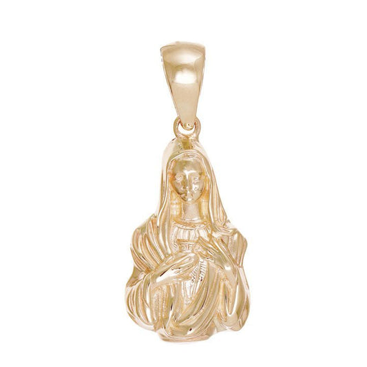 9ct Solid Gold Virgin Mary Pendant - 39mm PD60004 - 9Y - FJewellery