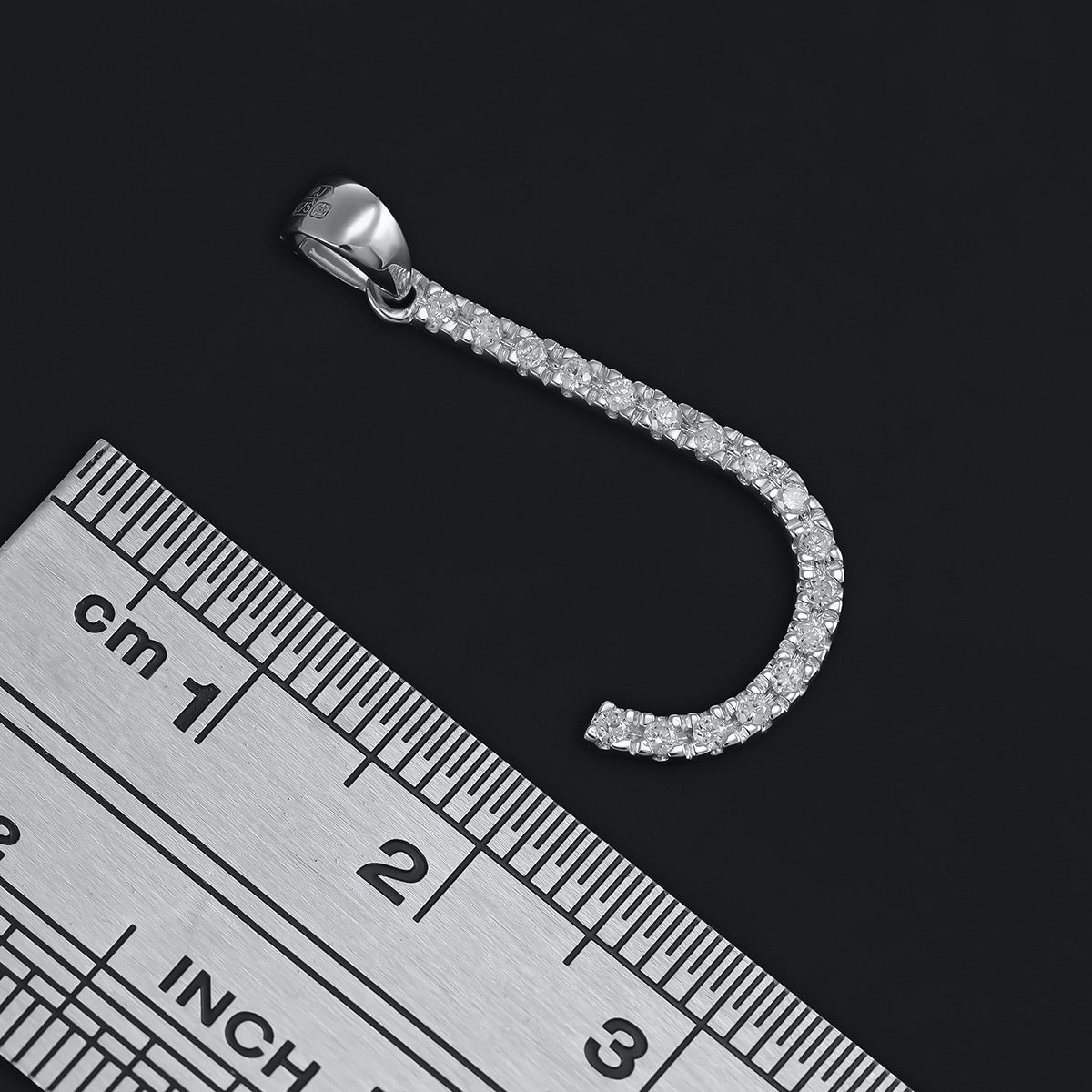9ct Solid White Gold 0.13ct Diamond J Initial Pendant 110456 - FJewellery