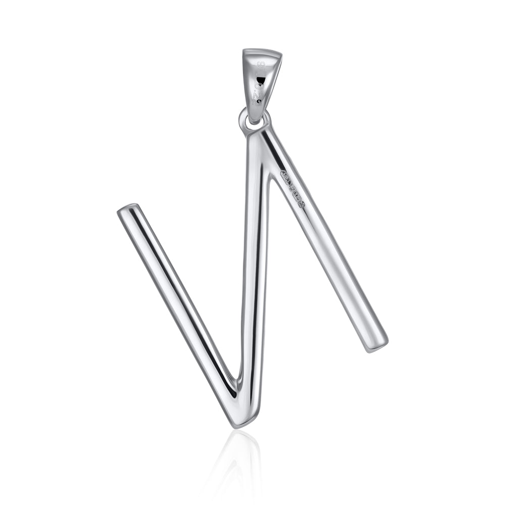 9ct Solid White Gold 0.22ct Diamond N Initial Pendant 110460 - FJewellery