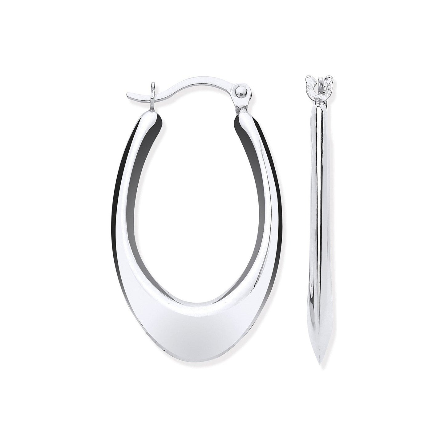 9ct Solid White Gold Hollow Plain Tube Earrings DSHER1575 - FJewellery