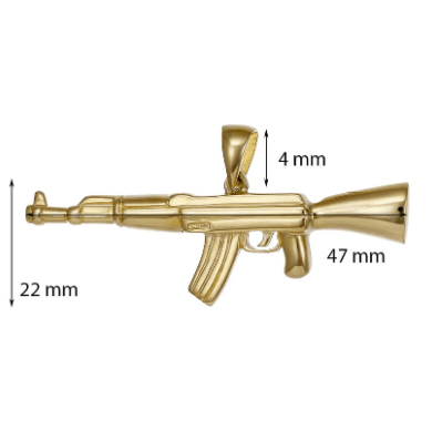9ct Solid Yellow Gold AK47 Pendants PD60 - 9 - 51 - 2 - FJewellery