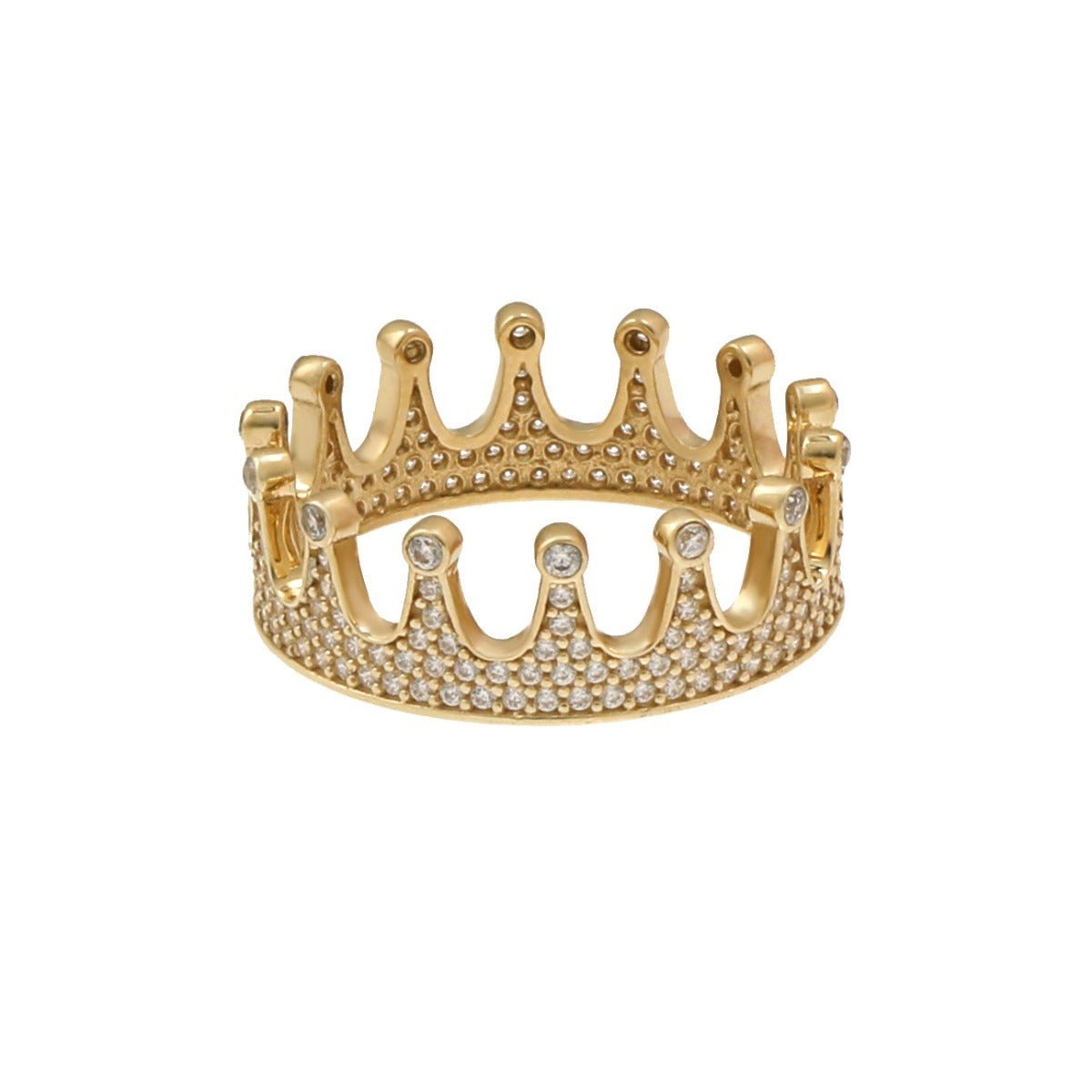 9ct Solid Yellow Gold Cubic Zirconia Crown Ring HPR0035 - FJewellery