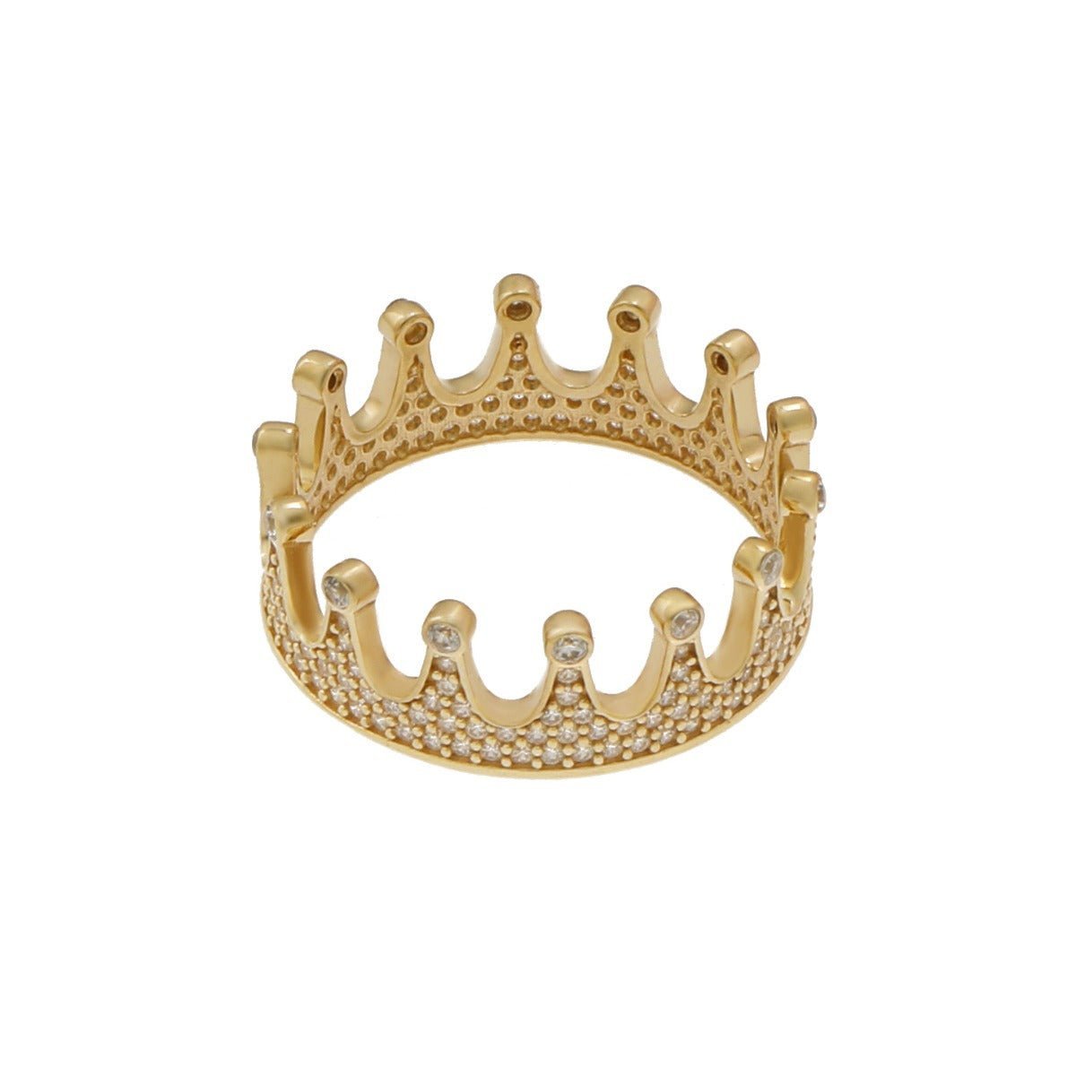 9ct Solid Yellow Gold Cubic Zirconia Crown Ring HPR0035 - FJewellery
