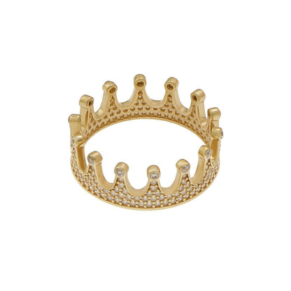9ct Solid Yellow Gold Cubic Zirconia Crown Ring HPR0035 - FJewellery