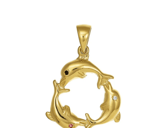 9ct Solid Yellow Gold Dolphin Pendants PD60 - 9 - 28 - 18 - FJewellery