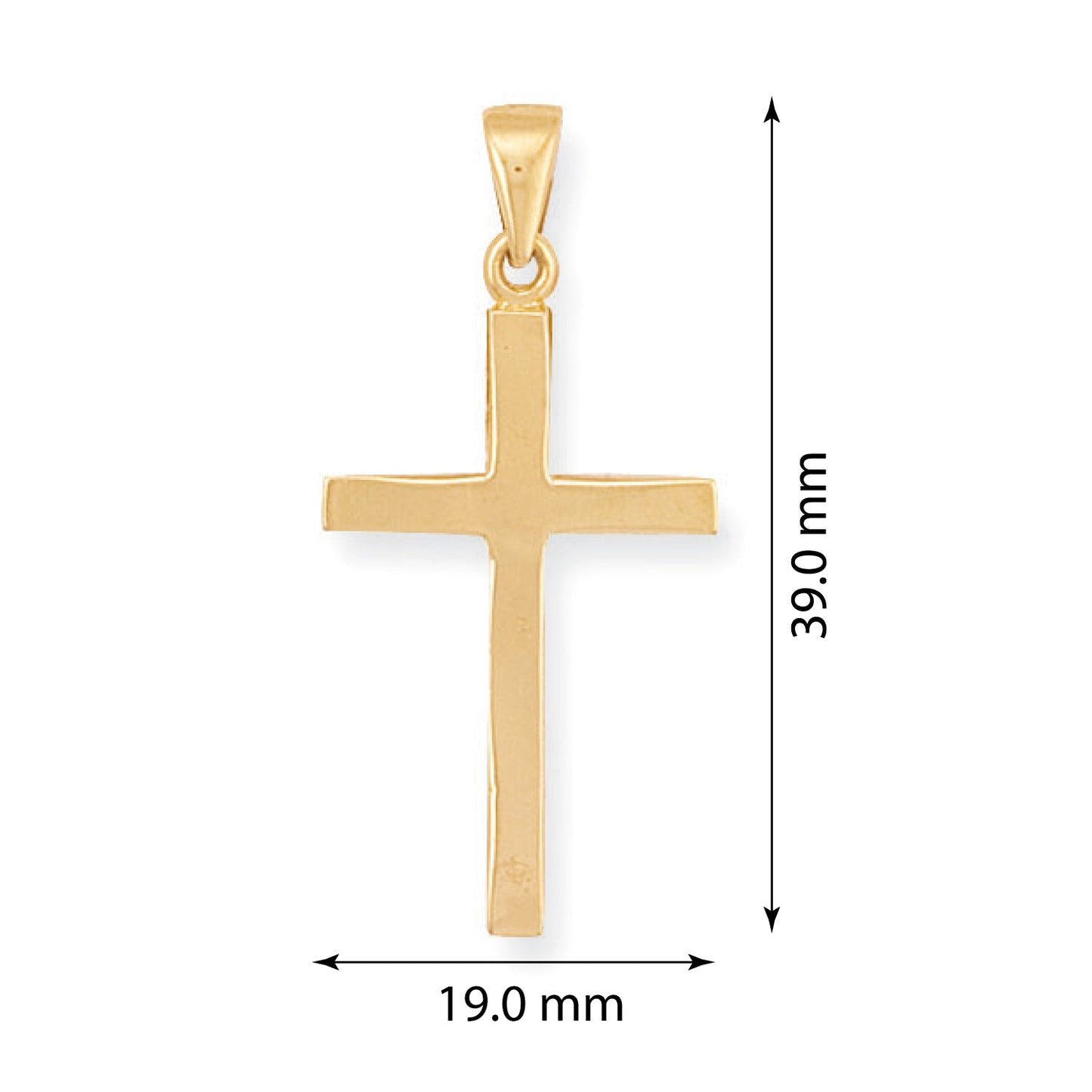 9ct Solid Yellow Gold Plain Cross Pendant 116008 - FJewellery