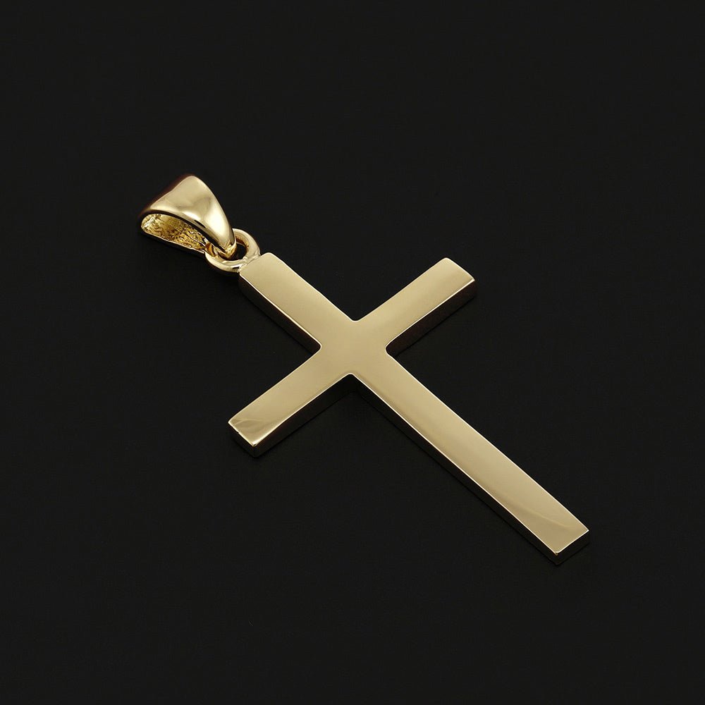 9ct Solid Yellow Gold Plain Cross Pendant 116008 - FJewellery