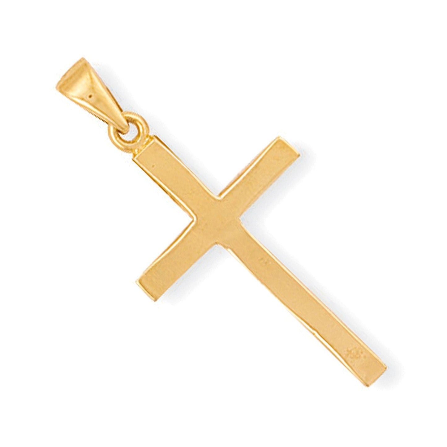 9ct Solid Yellow Gold Plain Cross Pendant 116008 - FJewellery