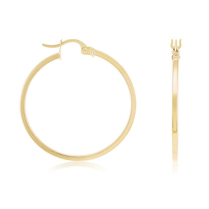 9ct Solid Yellow Gold Plain Hoop Earrings ERV0038L - FJewellery