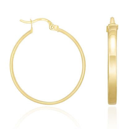 9ct Solid Yellow Gold Plain Hoop Earrings ERV0112M - FJewellery