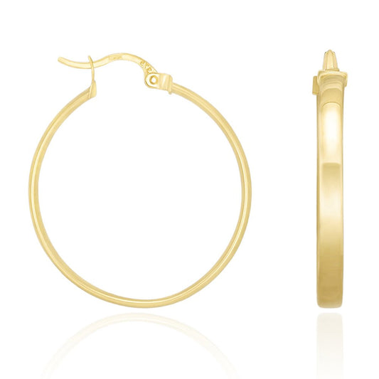 9ct Solid Yellow Gold Plain Hoop Earrings ERV0112M - FJewellery