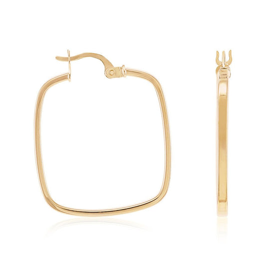 9ct Solid Yellow Gold Plain Hoop Earrings ERV0527 - FJewellery