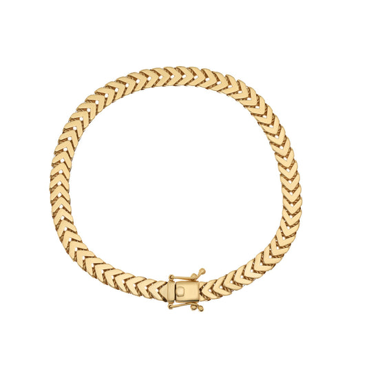 9ct Solid Yellow Gold Snake Bracelet 7mm 6601000 B - FJewellery