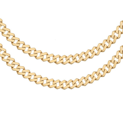 9ct Solid Yellow Gold Square Curb Chain 7mm 2017059 6303000 N - FJewellery