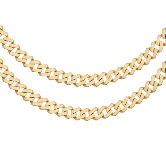 9ct Solid Yellow Gold Square Curb Chain 7mm 2017059 6303000 N - FJewellery