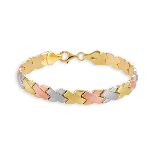 9ct Tri Colour Gold Fancy Design Bracelet - FJewellery