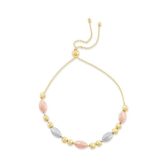 9ct Tri Colour Gold Moon Cut Charm Bracelet - FJewellery