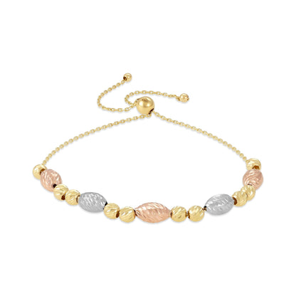 9ct Tri Colour Gold Moon Cut Charm Bracelet - FJewellery