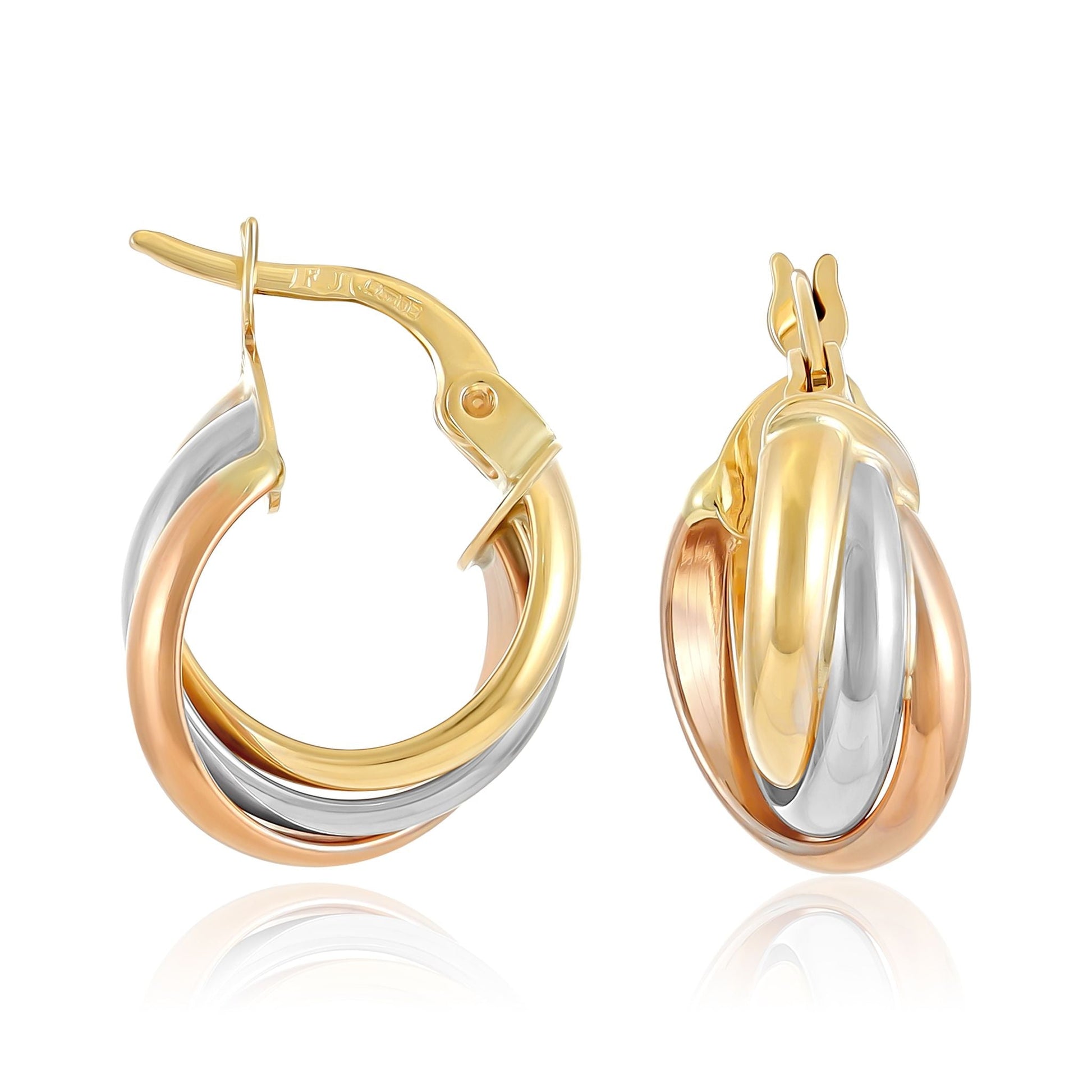 9ct Tri Colour Small Huggie Hoops - FJewellery