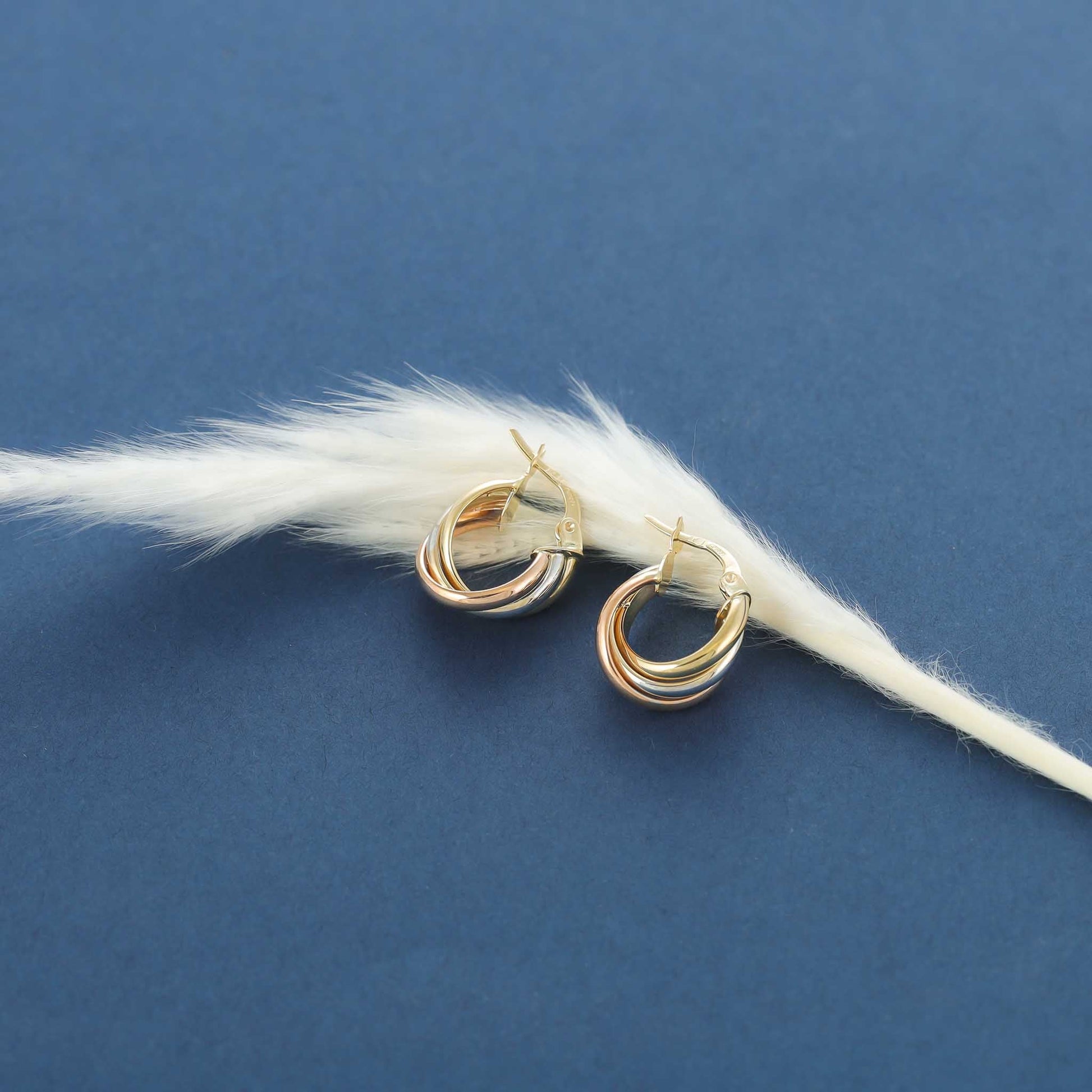 9ct Tri Colour Small Huggie Hoops - FJewellery