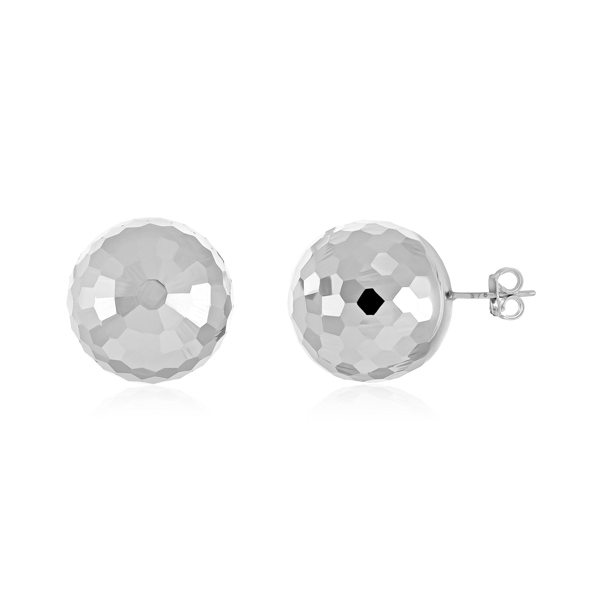 9ct White Gold Oversized Disco Ball Studs - FJewellery