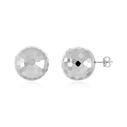 9ct White Gold Oversized Disco Ball Studs - FJewellery