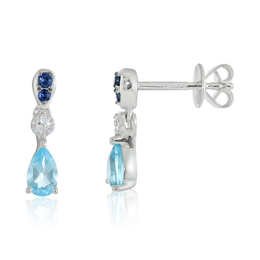 9ct White Gold Semi Precious Gemstone Earrings - FJewellery