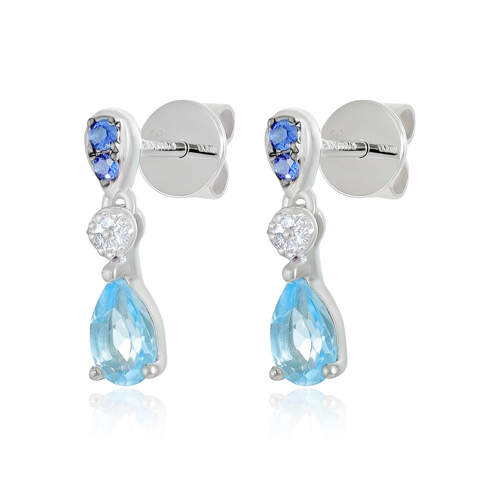 9ct White Gold Semi Precious Gemstone Earrings - FJewellery